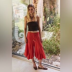 NWT Free People X Free-est Glow Gaucho Pants ~High Risk Red~
